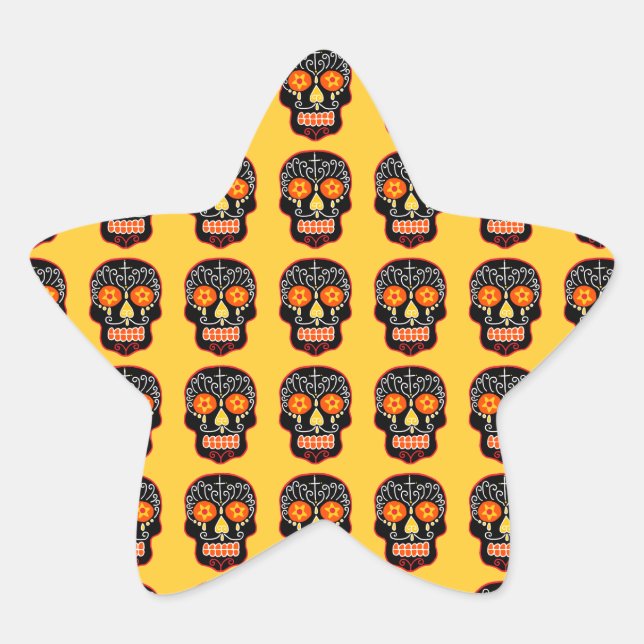 Pegatina En Forma De Estrella Black Sugar Skull (Anverso)