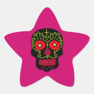 Pegatina En Forma De Estrella Black Sugar Skull