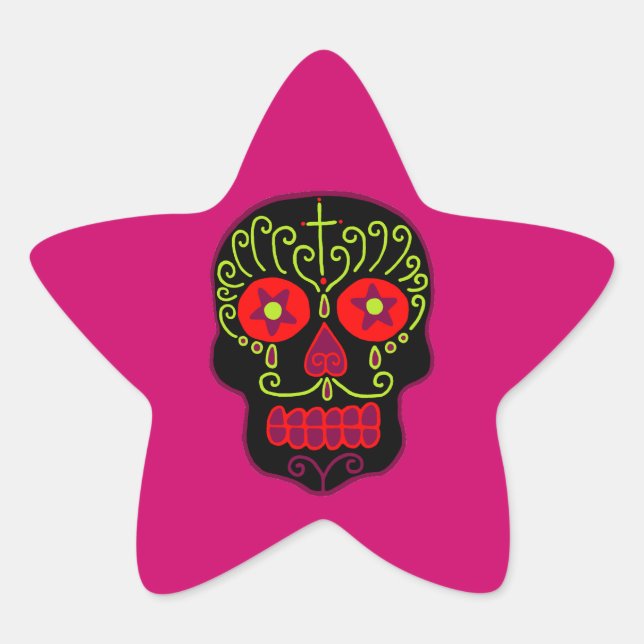 Pegatina En Forma De Estrella Black Sugar Skull (Anverso)