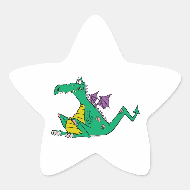 Pegatina En Forma De Estrella bobo personalizado dragón verde (Anverso)