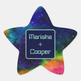 Pegatina En Forma De Estrella Boda de Ciencia Ficción Galáctica