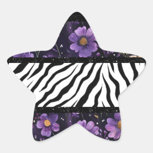 Pegatina En Forma De Estrella Bolsa de tetas de color negro floral negrita de ce