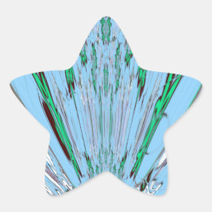 Pegatina En Forma De Estrella Bonito Aqua Blue Amazon Floral Motif Art