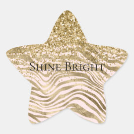 Pegatina En Forma De Estrella Bonito Gold Rubor Purpurina rosa Zebra Sparkle
