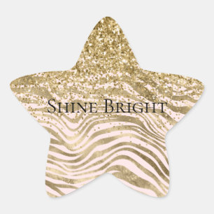 Pegatina En Forma De Estrella Bonito Gold Rubor Purpurina rosa Zebra Sparkle