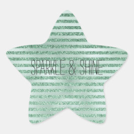Pegatina En Forma De Estrella Bonito Mint Green Purpurina Ombre Stripes