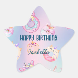 Pegatina En Forma De Estrella Bonos de arcoiris de colores pastel de Unicornios