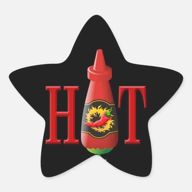 Pegatina En Forma De Estrella Botella de salsa picante (Anverso)