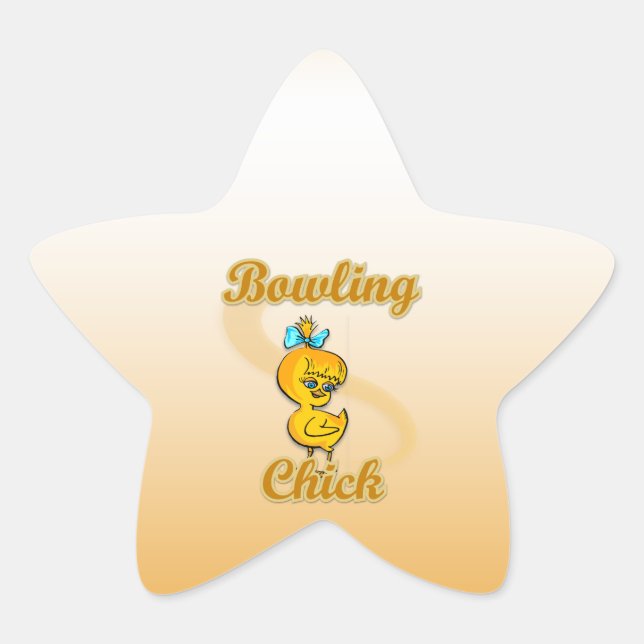 Pegatina En Forma De Estrella Bowling Chick (Anverso)