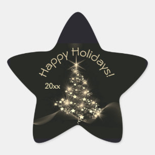 Pegatina En Forma De Estrella Brillo dorado de estrellas en el árbol de Navidad
