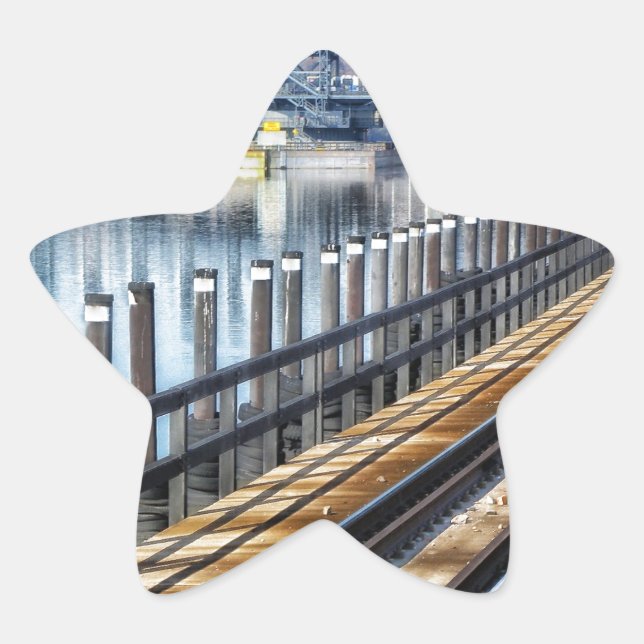 Pegatina En Forma De Estrella bronx nueva york edificios río (Anverso)