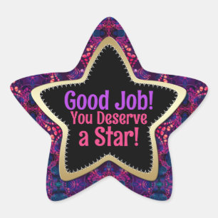 Pegatina En Forma De Estrella ¡Buen Trabajo Te Mereces una Estrella! Groovy Dora