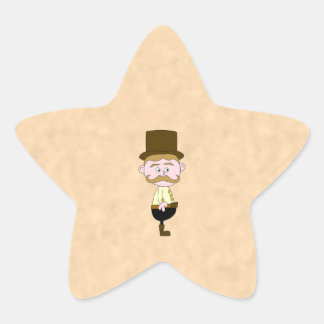 Pegatina En Forma De Estrella Caballero con sombrero superior y bigote. Personal