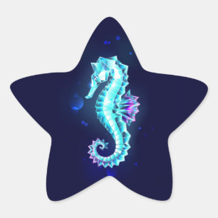 Pegatina En Forma De Estrella caballito de mar de hielo de cristal sobre fondo a