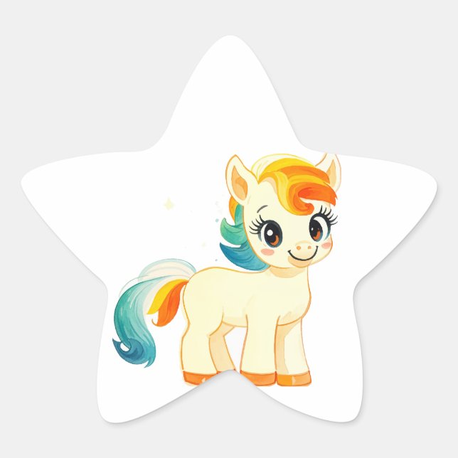 Pegatina En Forma De Estrella Caballo de corte (Anverso)