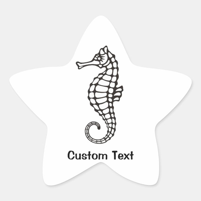 Pegatina En Forma De Estrella Caballo de mar negro (Anverso)