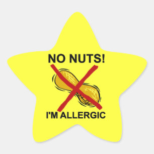 Pegatina En Forma De Estrella Cacahuete NO Nueces Soy Alérgico