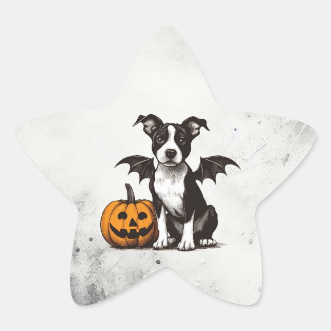 Pegatina En Forma De Estrella Cachorro de Halloween (Anverso)