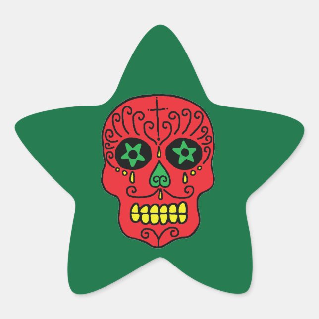 Pegatina En Forma De Estrella Calaveras de azúcar de Navidad (Anverso)