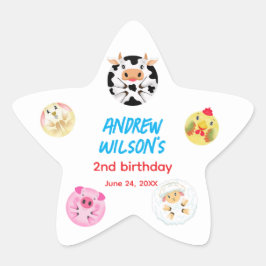 Pegatina En Forma De Estrella Called Farm Party Animals Ready to Play Balls