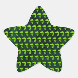 Pegatina En Forma De Estrella Camaleón verde lindo