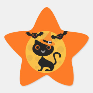 Pegatina En Forma De Estrella Camisetas y regalos de Halloween para Cat and Bats