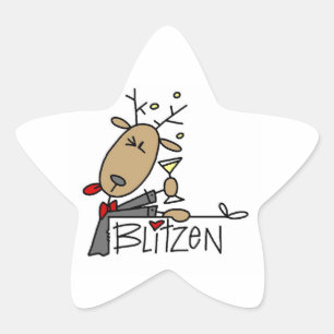 Pegatina En Forma De Estrella Camisetas y regalos de Navidad del Reno Blitzen