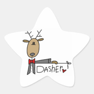 Pegatina En Forma De Estrella Camisetas y regalos de Navidad del reno Dasher