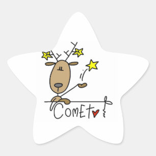Pegatina En Forma De Estrella Camisetas y regalos de Navidad Reno Ciervo Cometa