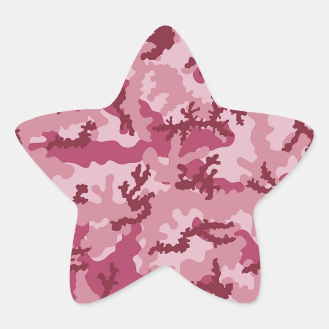 Pegatina En Forma De Estrella Camuflaje rosa (Anverso)