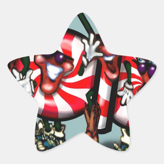 Pegatina En Forma De Estrella Candy Cane Gang (Anverso)
