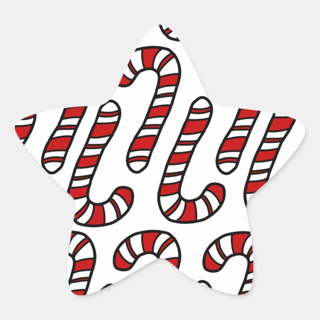 Pegatina En Forma De Estrella Candy Canes (Anverso)