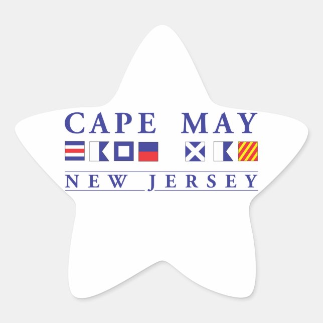 Pegatina En Forma De Estrella Cape May New Jersey (Anverso)