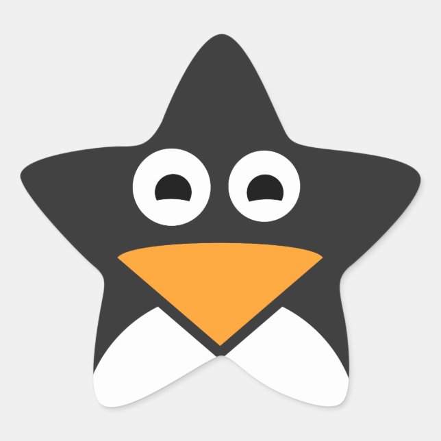 Pegatina En Forma De Estrella Cara de pingüino (Anverso)