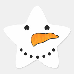 Pegatina En Forma De Estrella Cara de Snowman
