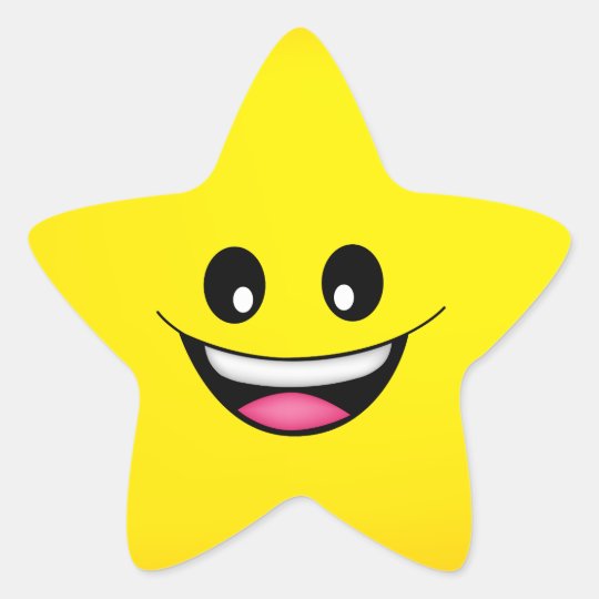 Pegatina En Forma De Estrella Cara feliz | Zazzle.es