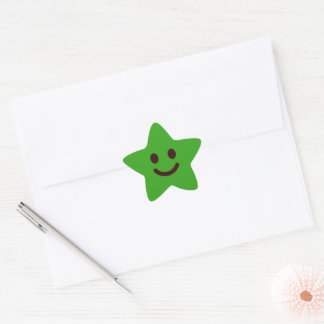 Pegatina En Forma De Estrella Cara Sonriente Verde Lindo Clásico