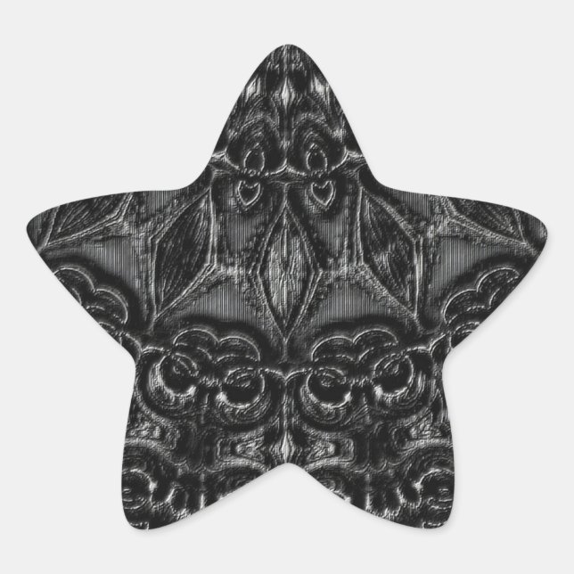 Pegatina En Forma De Estrella Carbón Mandala (Anverso)