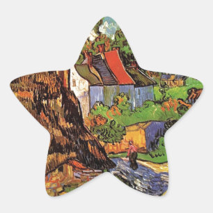Pegatina En Forma De Estrella Casas en Auvers, Vincent van Gogh. Pueblo
