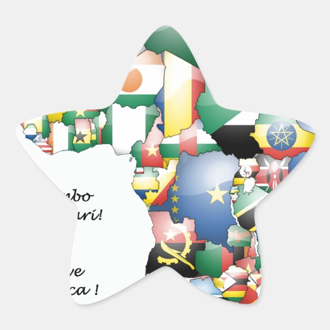 Pegatina En Forma De Estrella Celebración de África en el diseño de banderas (Anverso)
