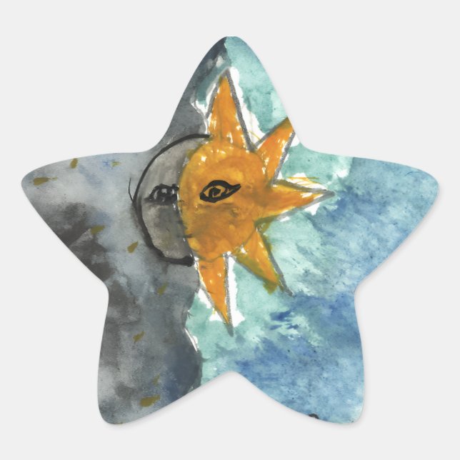 Pegatina En Forma De Estrella Celestial moon sun sticker (Anverso)