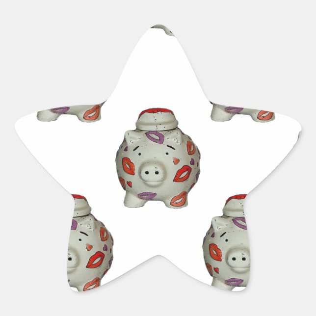 Pegatina En Forma De Estrella Cerdo labial Adorable (Anverso)