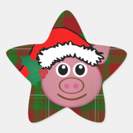 Pegatina En Forma De Estrella cerdo navidad