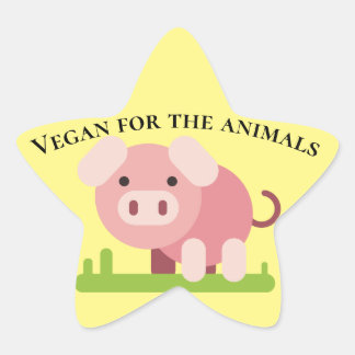 Pegatina En Forma De Estrella Cerdo Personalizado dulce con mensaje pro vegano