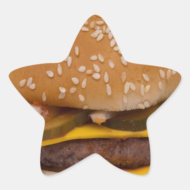 Pegatina En Forma De Estrella Cheeseburger En Sesame Seed Bun (Anverso)