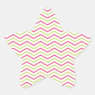 Pegatina En Forma De Estrella Chevron rosa y limón