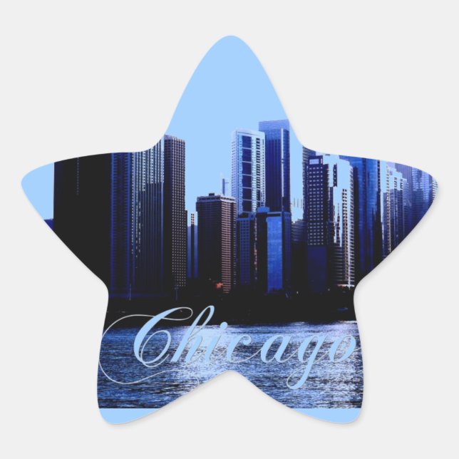 Pegatina En Forma De Estrella Chicago Illinois (Anverso)