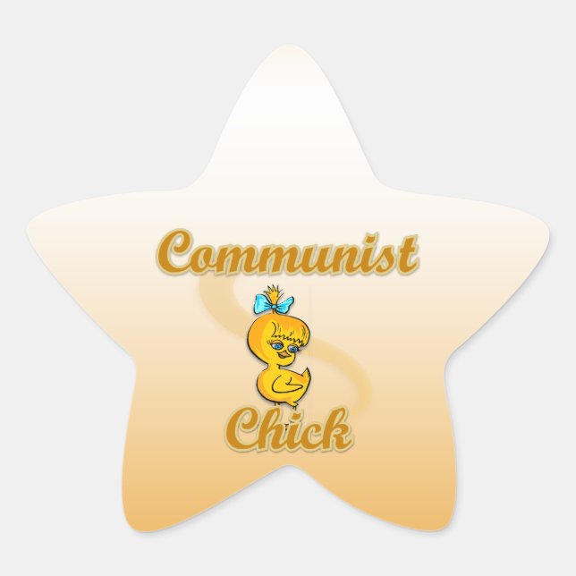 Pegatina En Forma De Estrella Chick comunista (Anverso)