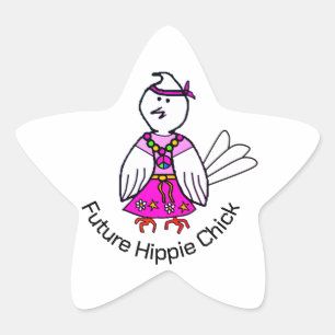 Pegatina En Forma De Estrella Chick hippie futuro