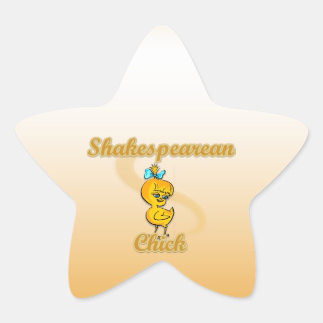 Pegatina En Forma De Estrella Chick shakespeareano (Anverso)